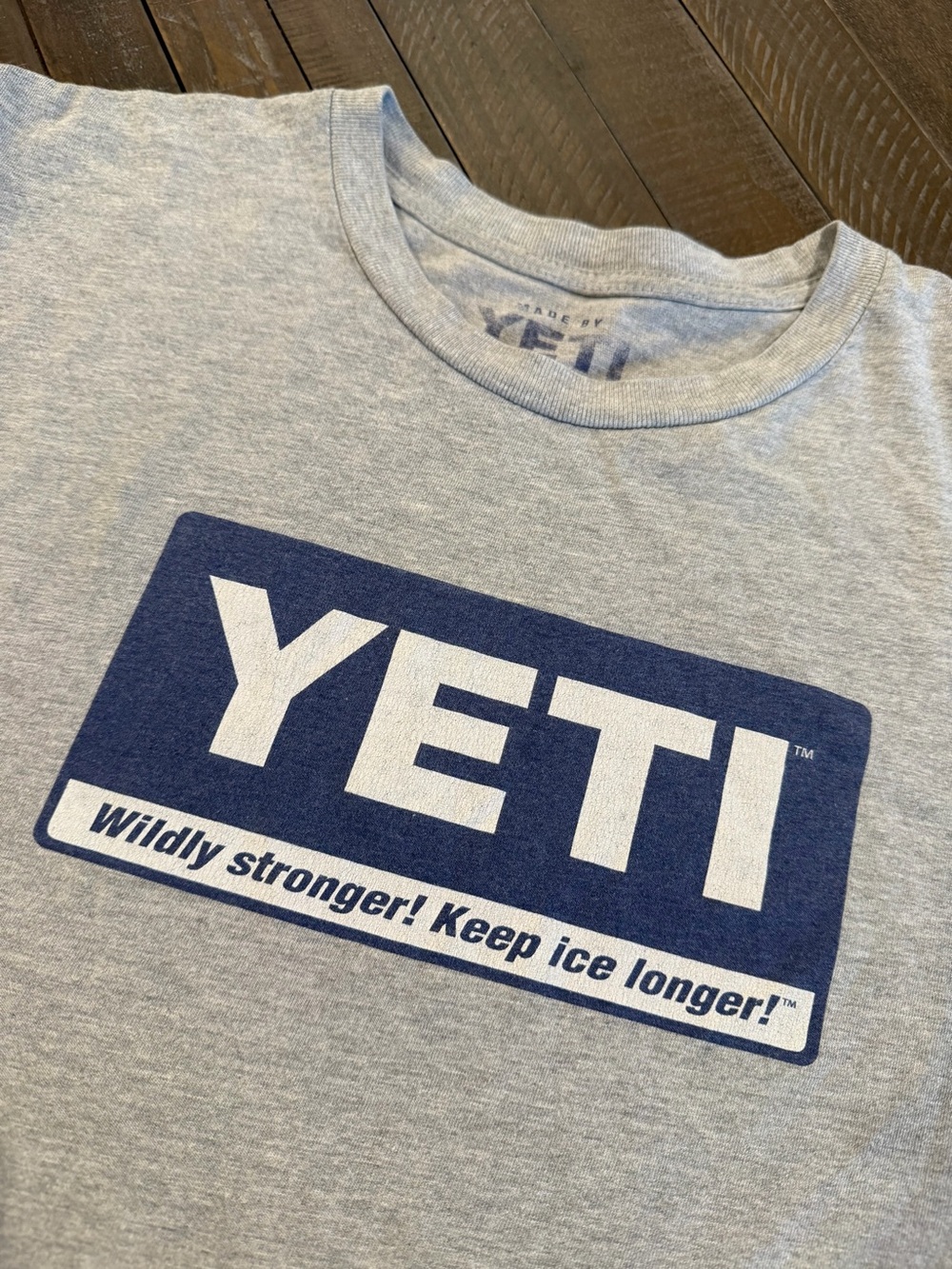Yeti Gray Tee with Navy Interior Logo